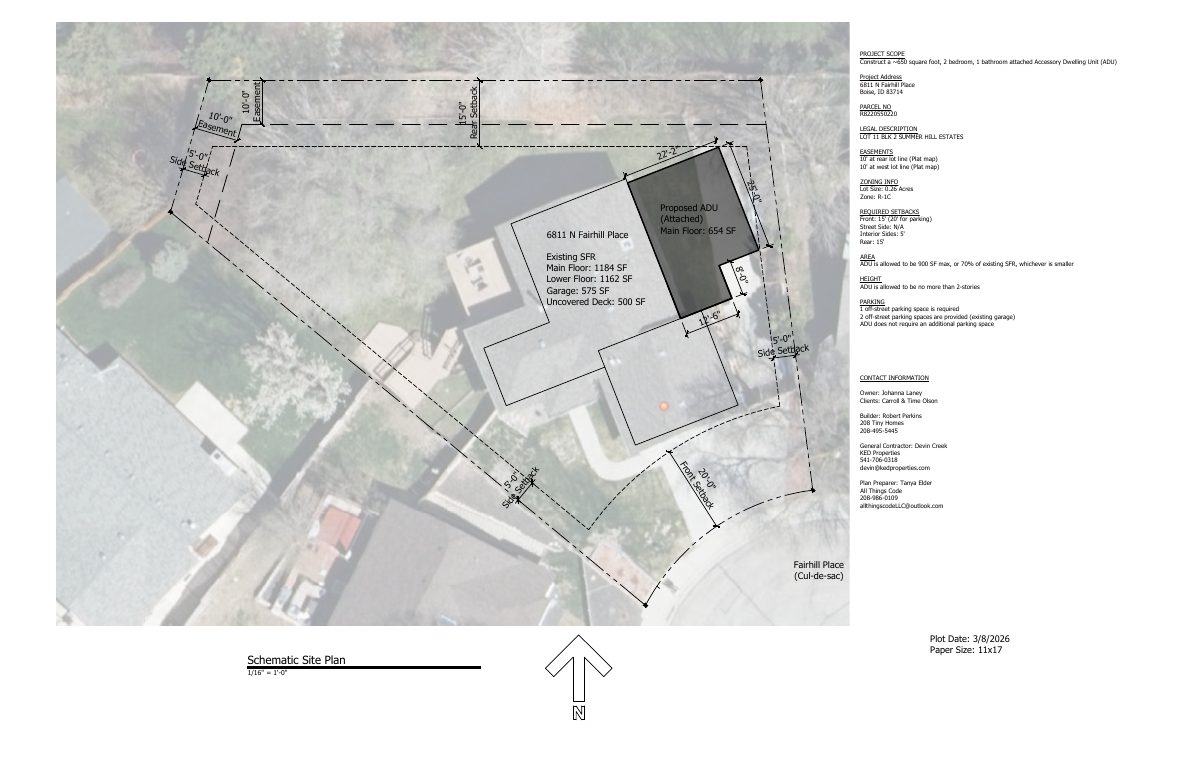 Site plan: Attached accessory dwelling unit approved for single-family home