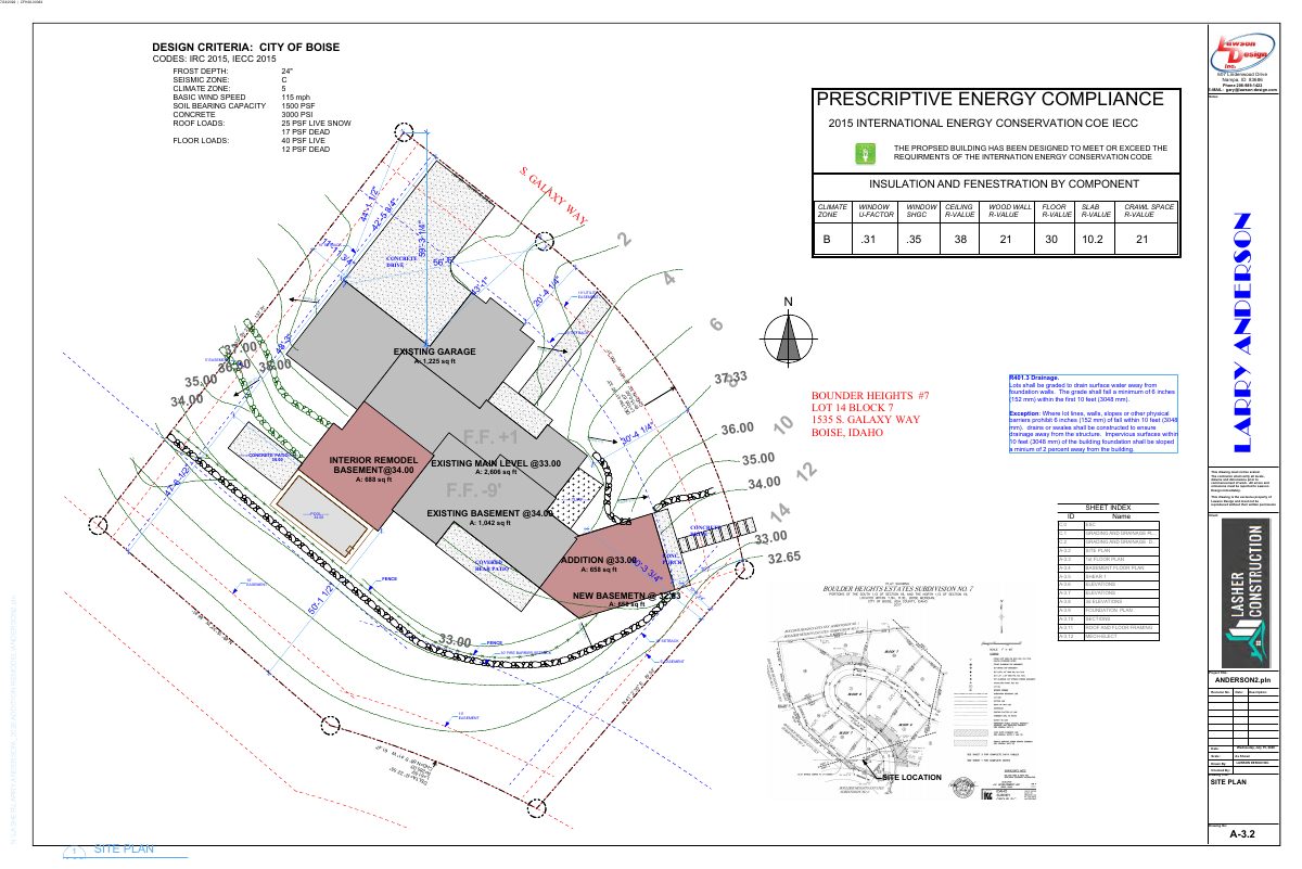 Site plan: 658-square-foot garage addition to existing home approved in Boise's hillside area