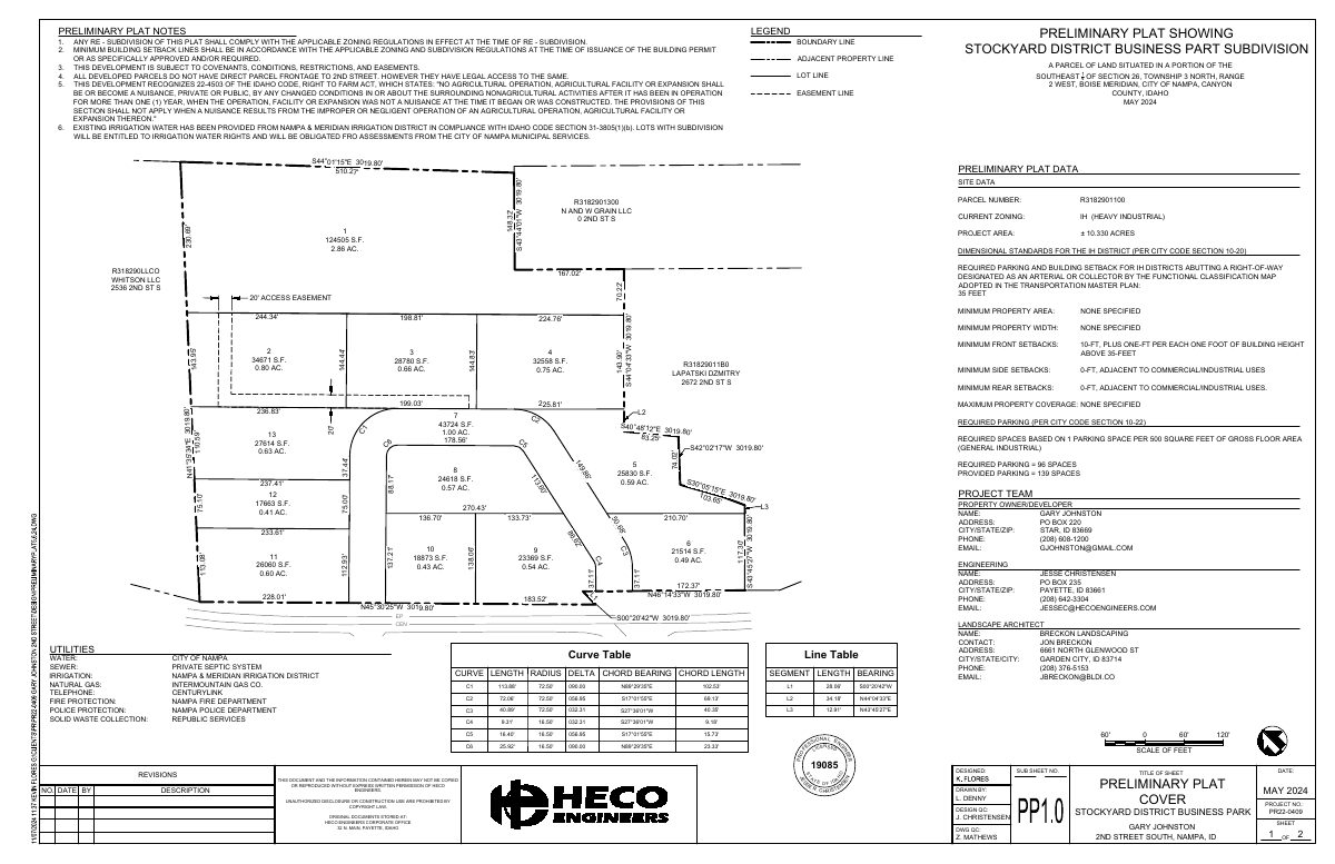 Site plan: Business park plat with 13 commercial lots approved on 10-acre industrial site