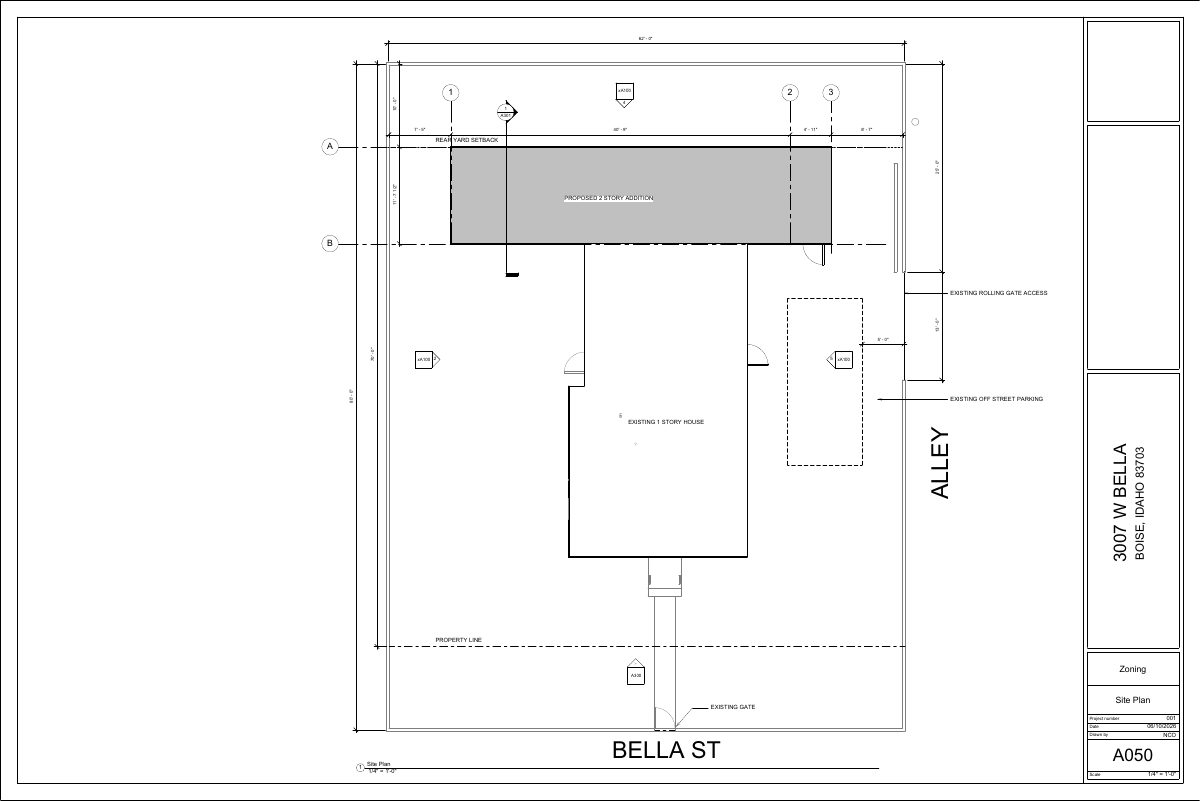 Site plan: Two-story addition proposed for single-family home