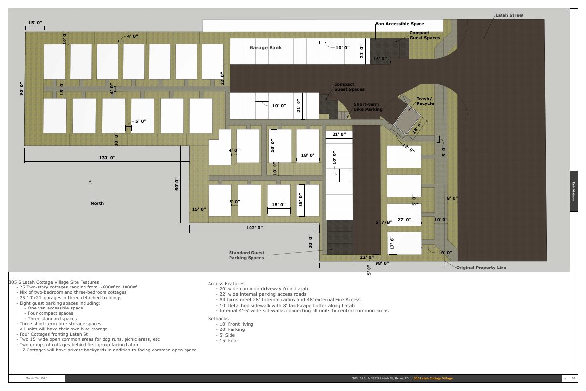 Site plan: 25-home cottage village proposed on 1-acre site