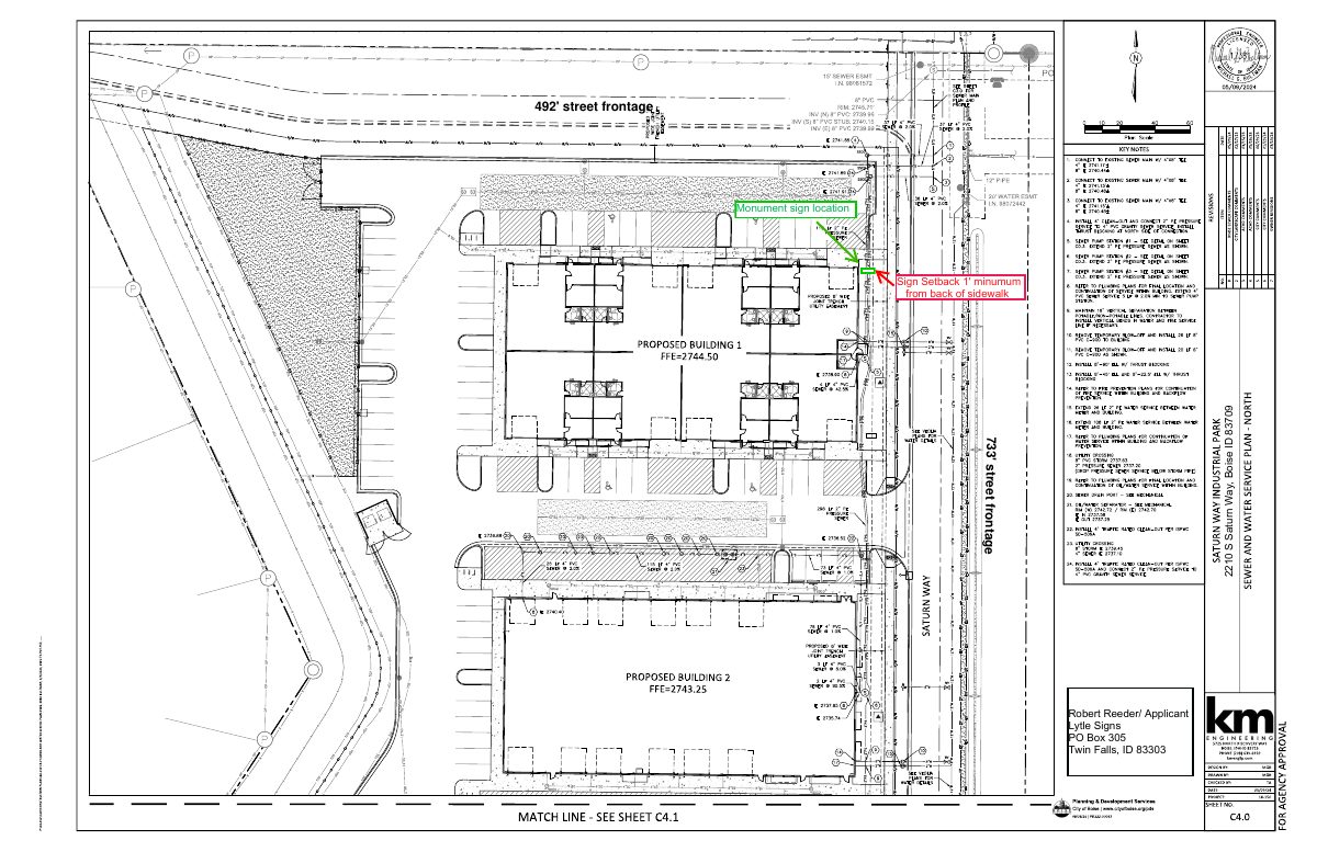 Site plan: Sign plan approved for multi-tenant industrial park on 5.4-acre site
