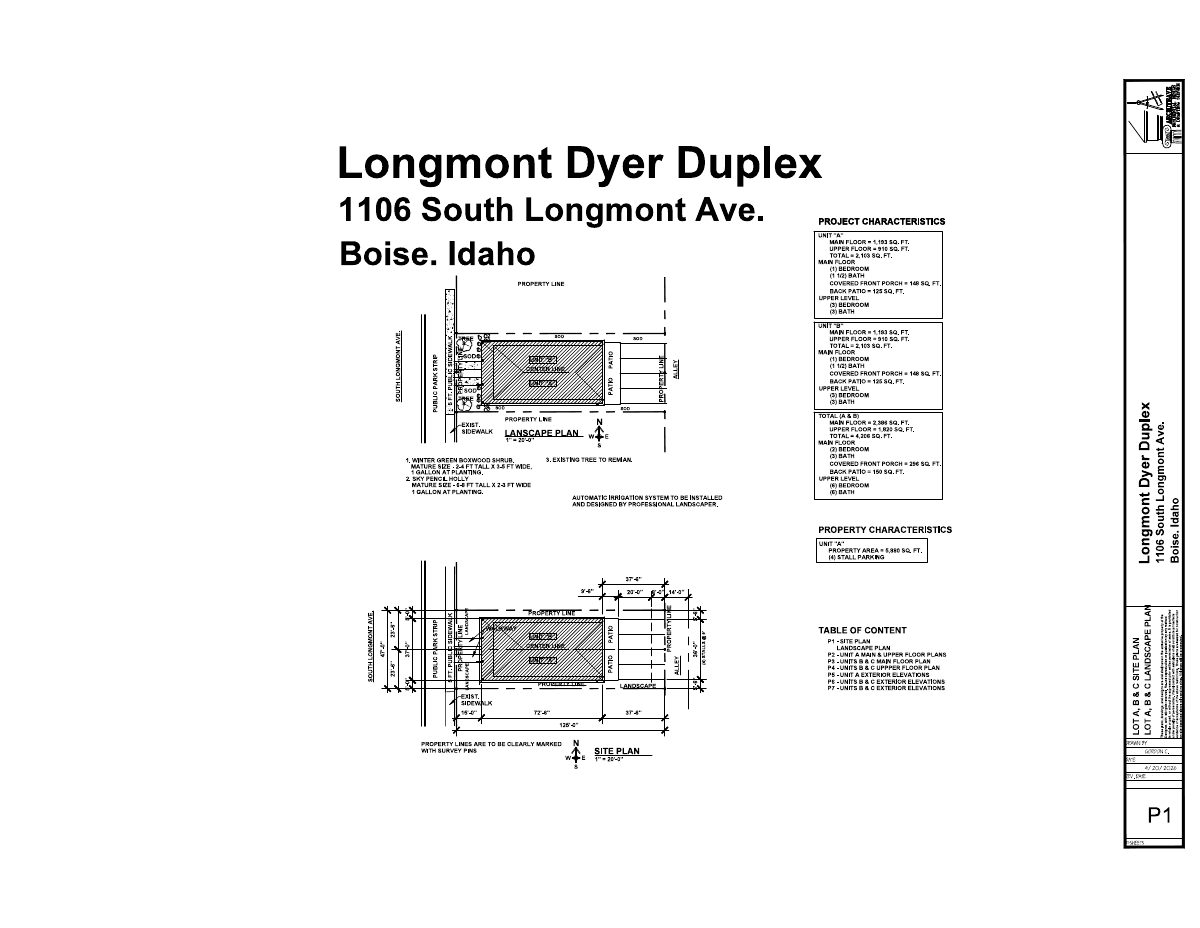 Site plan: Two-story duplex with two 4-bedroom units approved to replace existing building