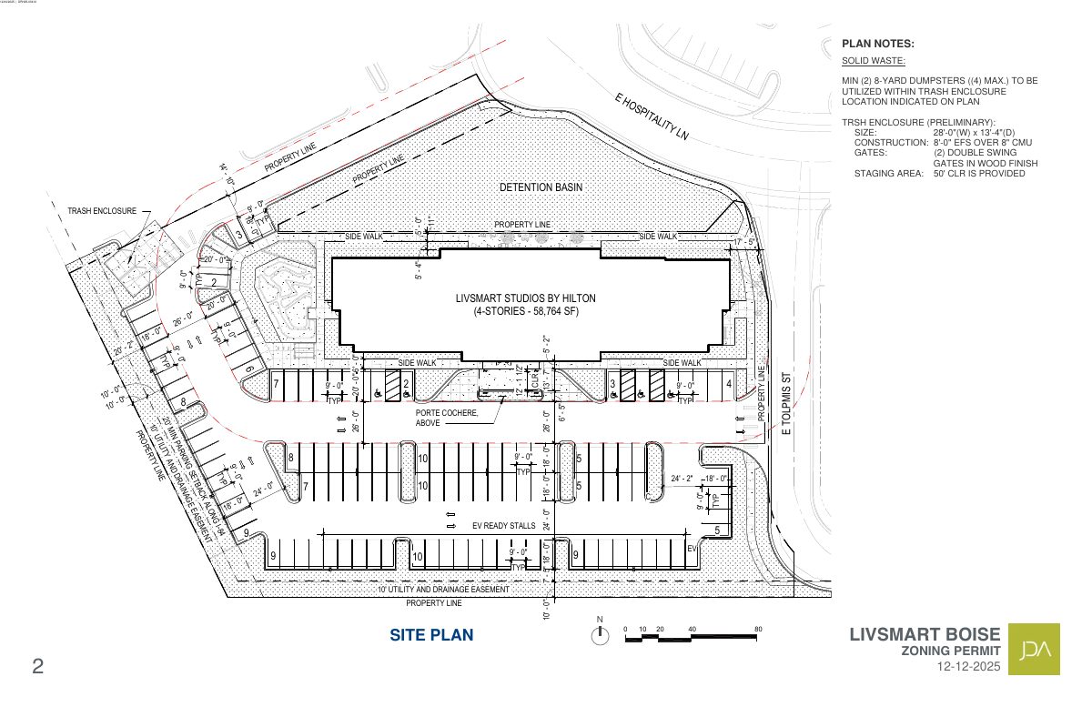 Site plan: Four-story, 121-room apartment hotel approved