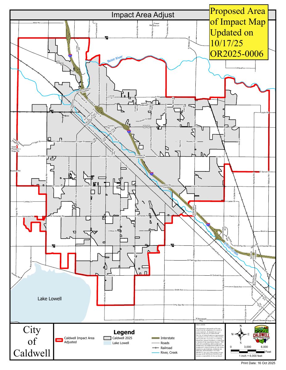 Site plan: Canyon County confirms Caldwell's area of city impact under state law