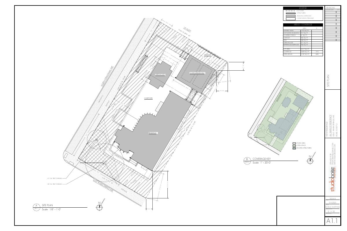 Site plan: Historic district home with detached garage and studio unit approved