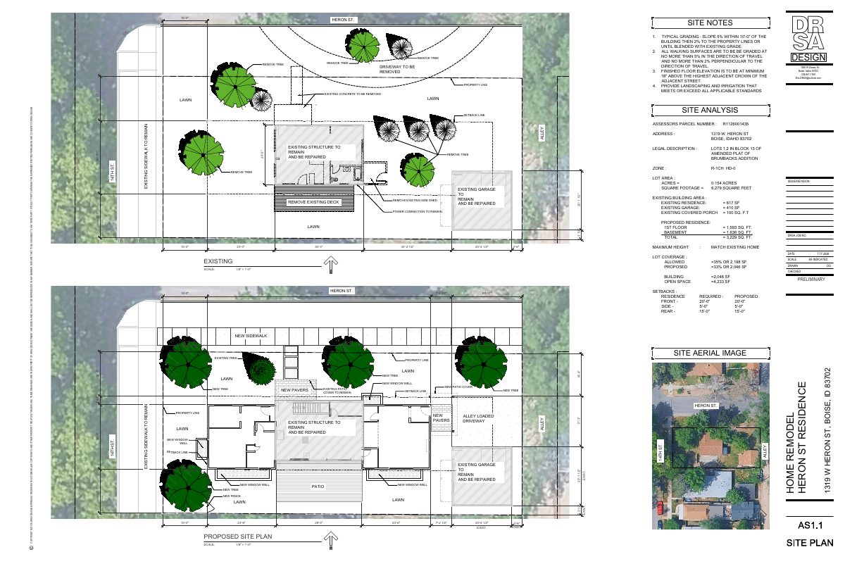 Site plan: Triplex proposed through alterations to historic single-family home