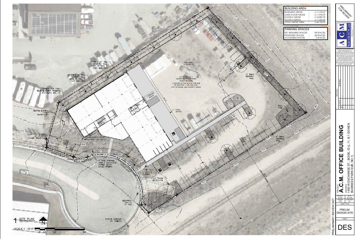 Site plan: 31,500-square-foot contractor shop and office building proposed