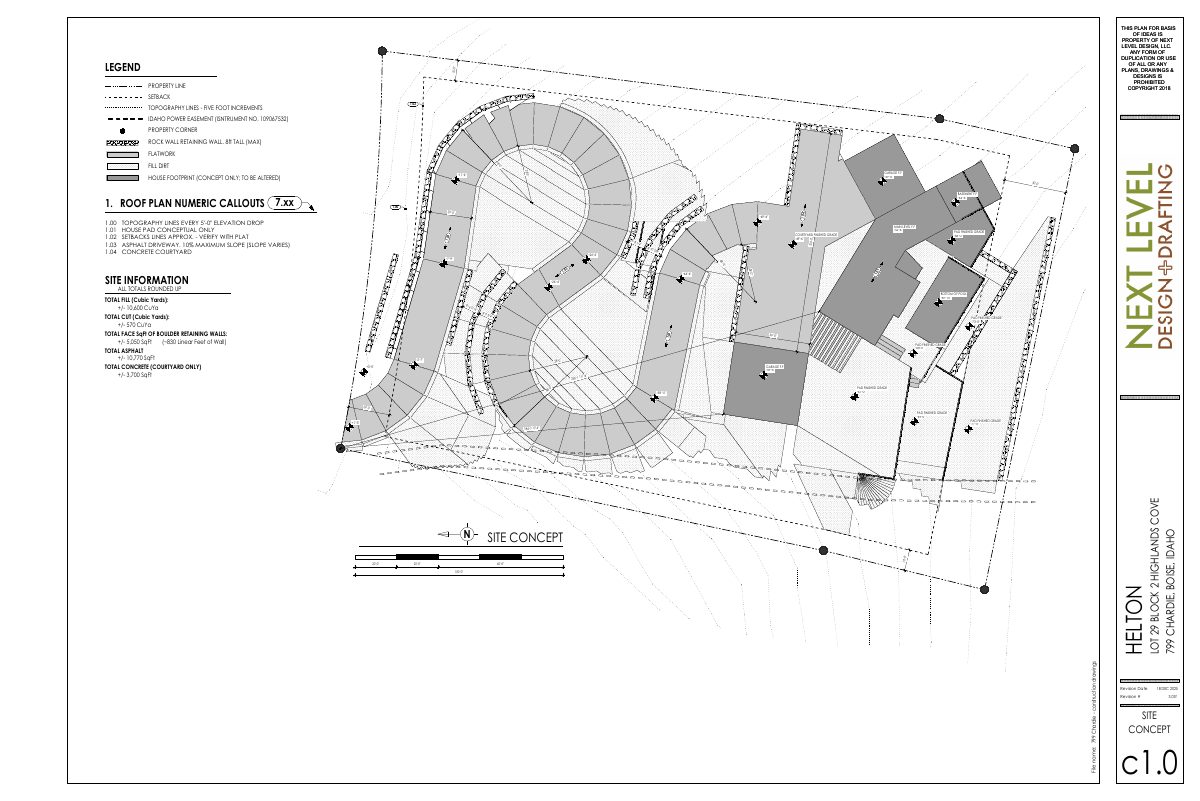 Site plan: One single-family home proposed on 1.5-acre hillside lot