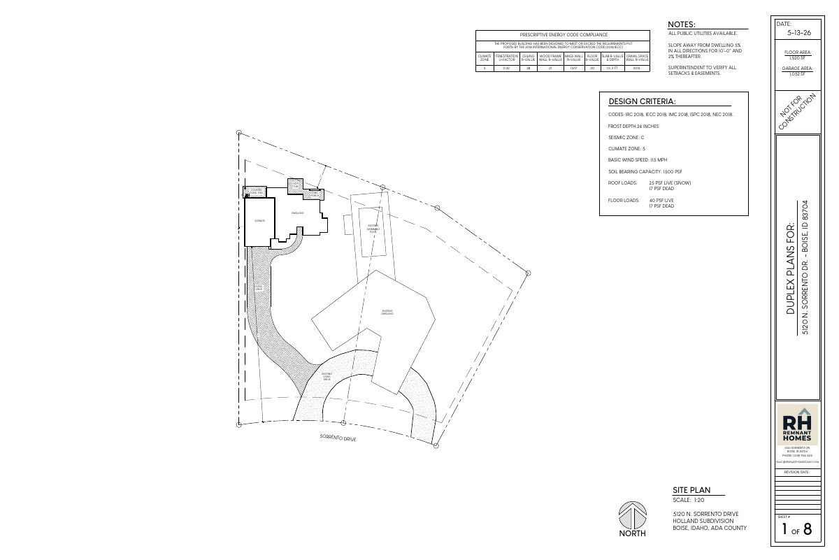 Site plan: Second home with garage proposed on 0.45-acre residential lot
