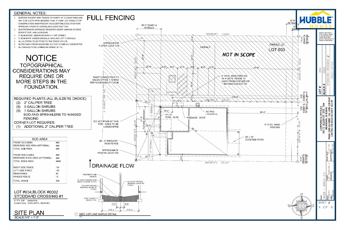 Site plan: Temporary sales office in model home garage sought in Nampa
