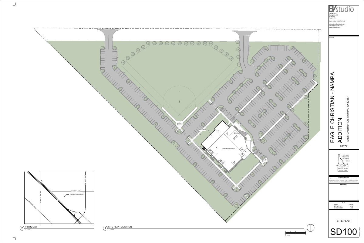 Site plan: Two-story, 9,600-square-foot church expansion approved with conditions