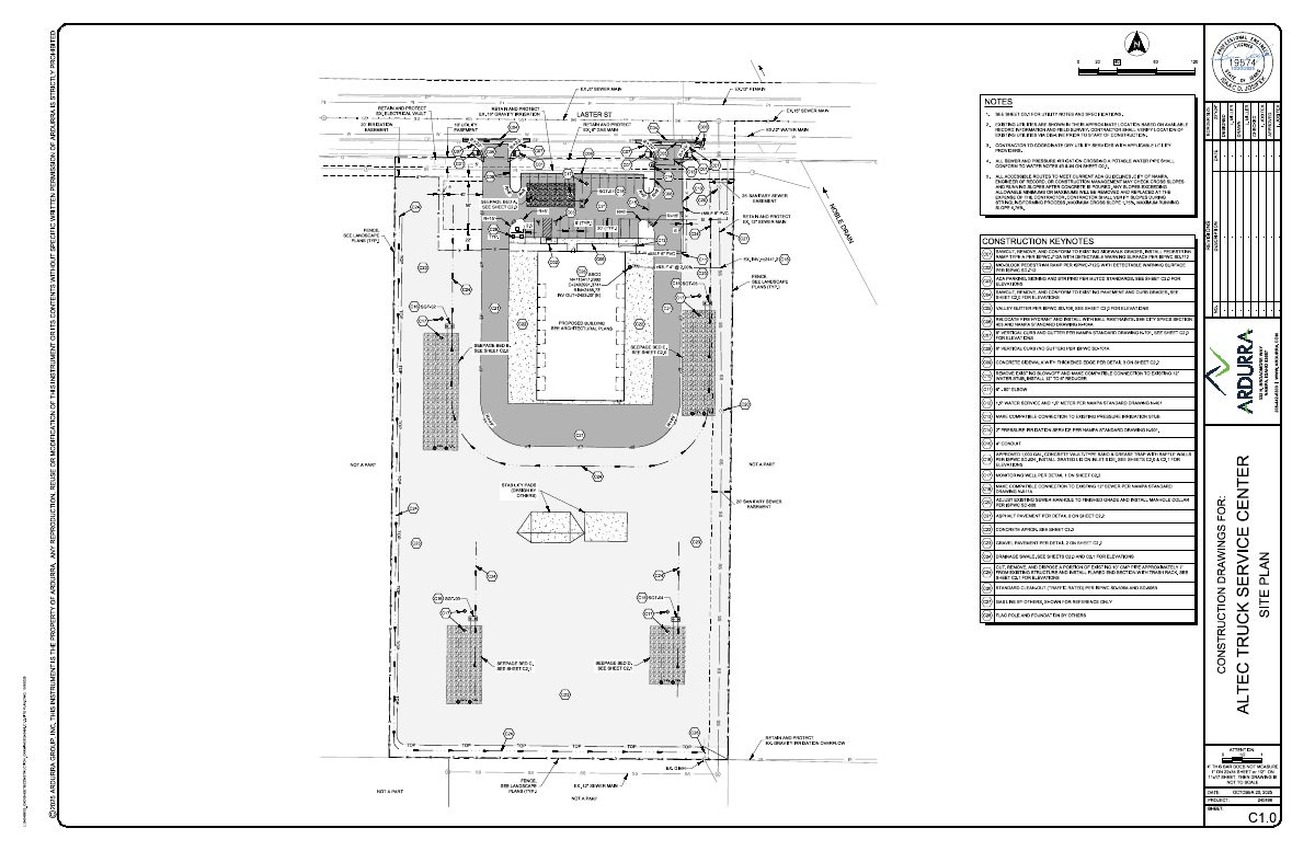 Site plan: 13,926-square-foot vehicle repair garage approved for Altec Service Center