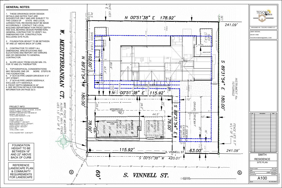 Site plan: Accessory dwelling unit approved on a 0.72-acre lot