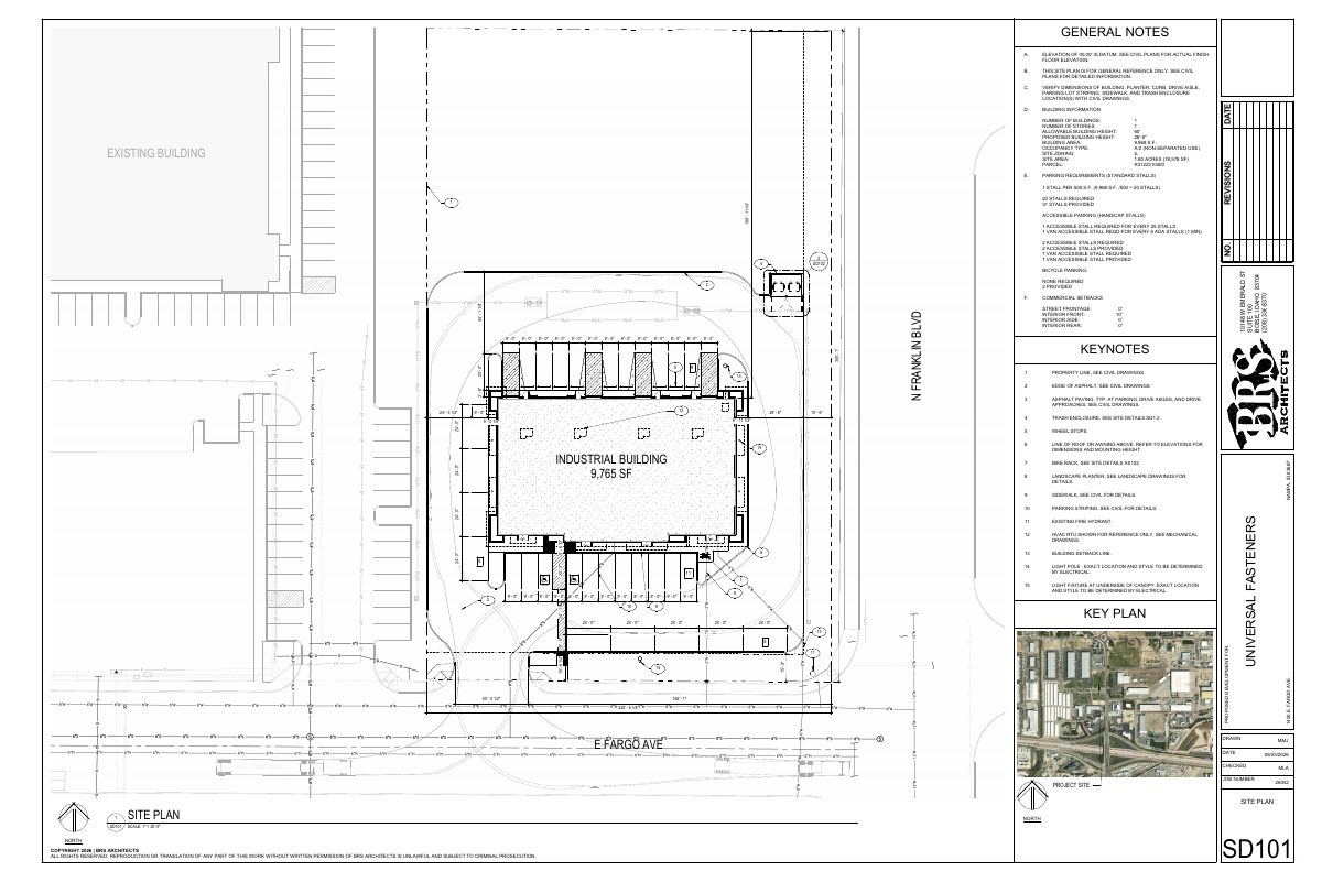 Site plan: 9,765-square-foot industrial building approved on 1.8-acre lot