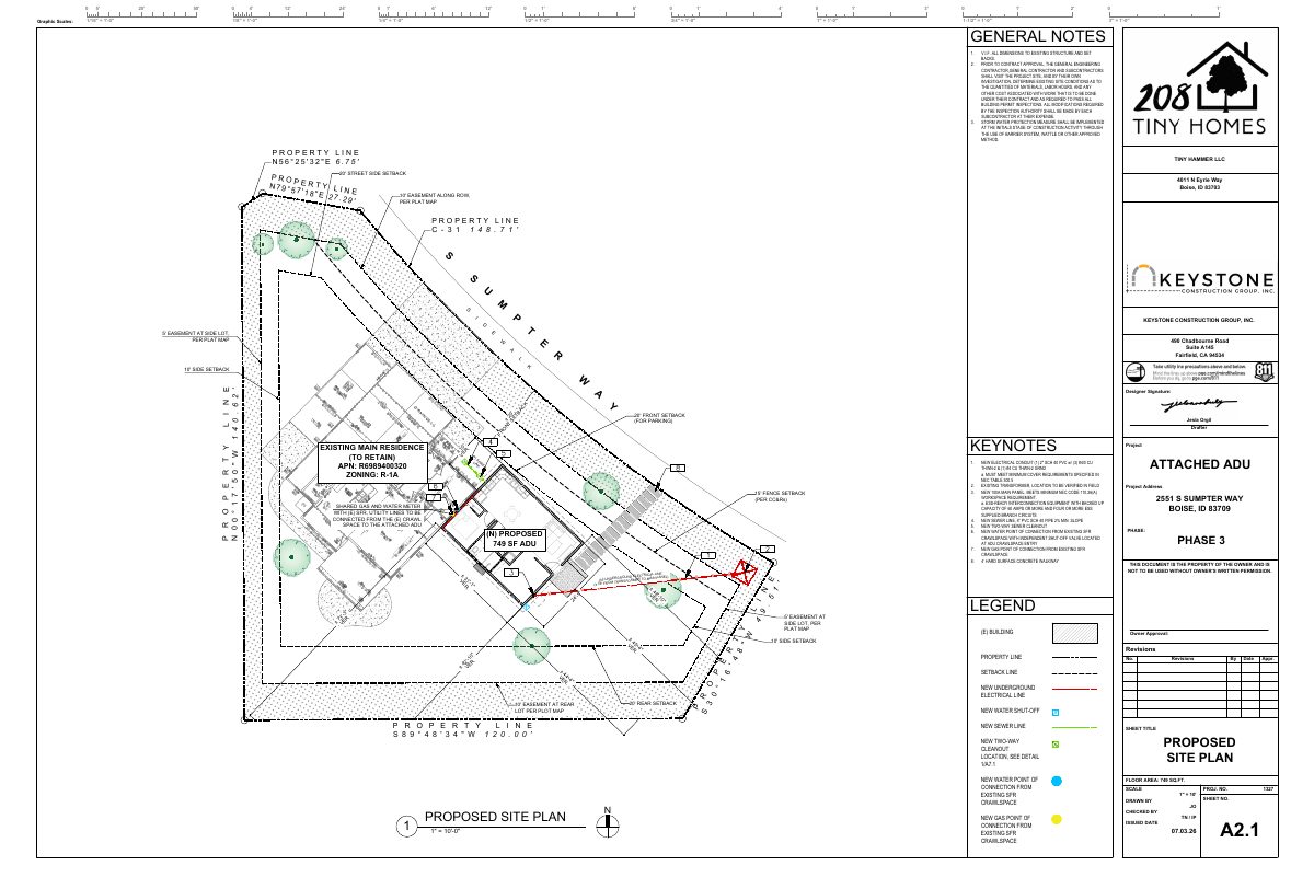 Site plan: Attached 749-square-foot backyard-style apartment approved for single-family home