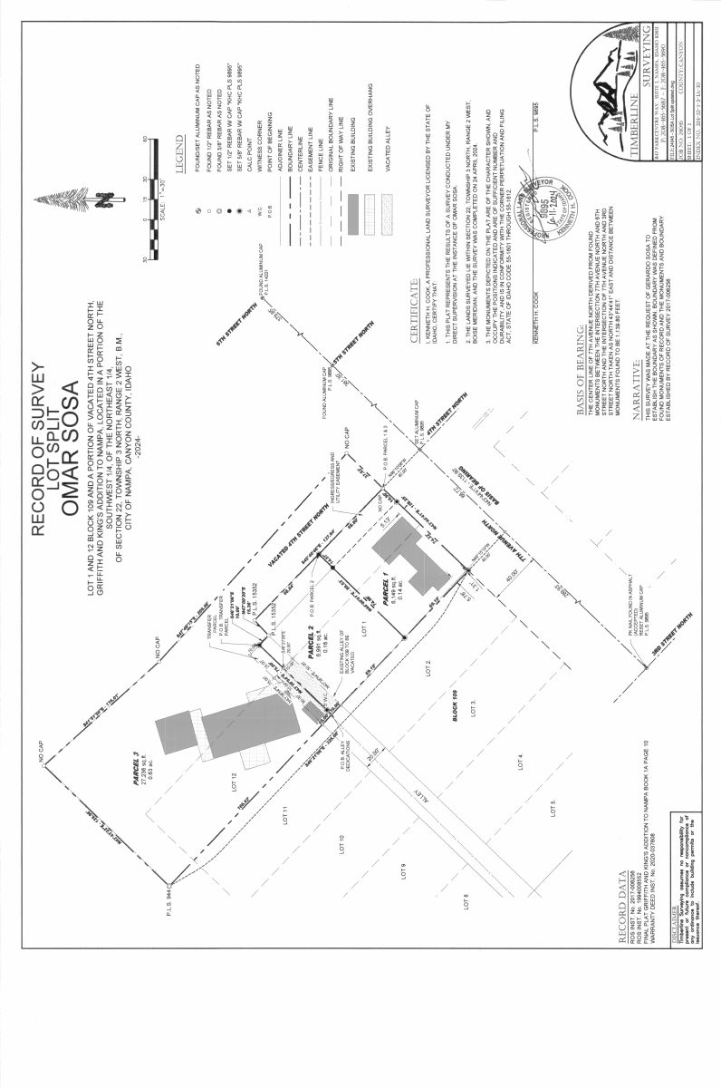 Site plan: Alley strip between two Nampa homes vacated to match fence line