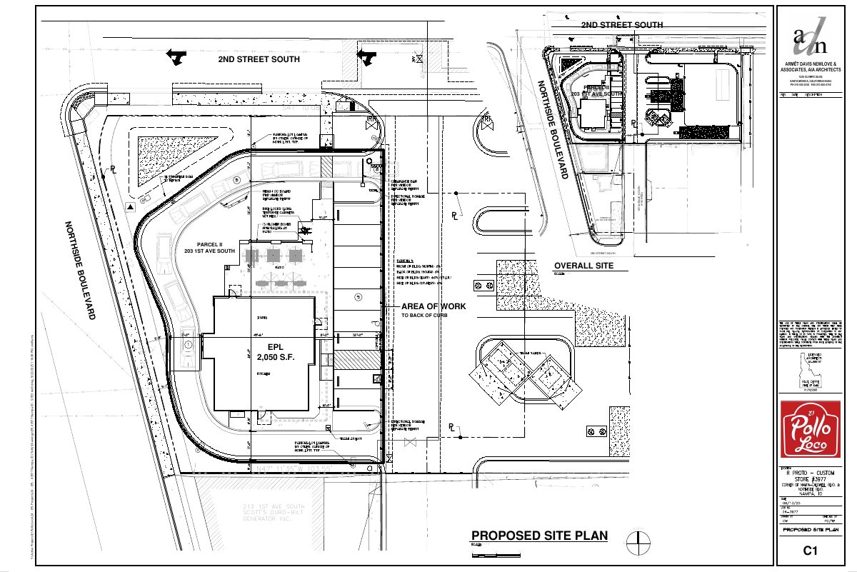 Site plan: El Pollo Loco restaurant with drive-thru and patio approved