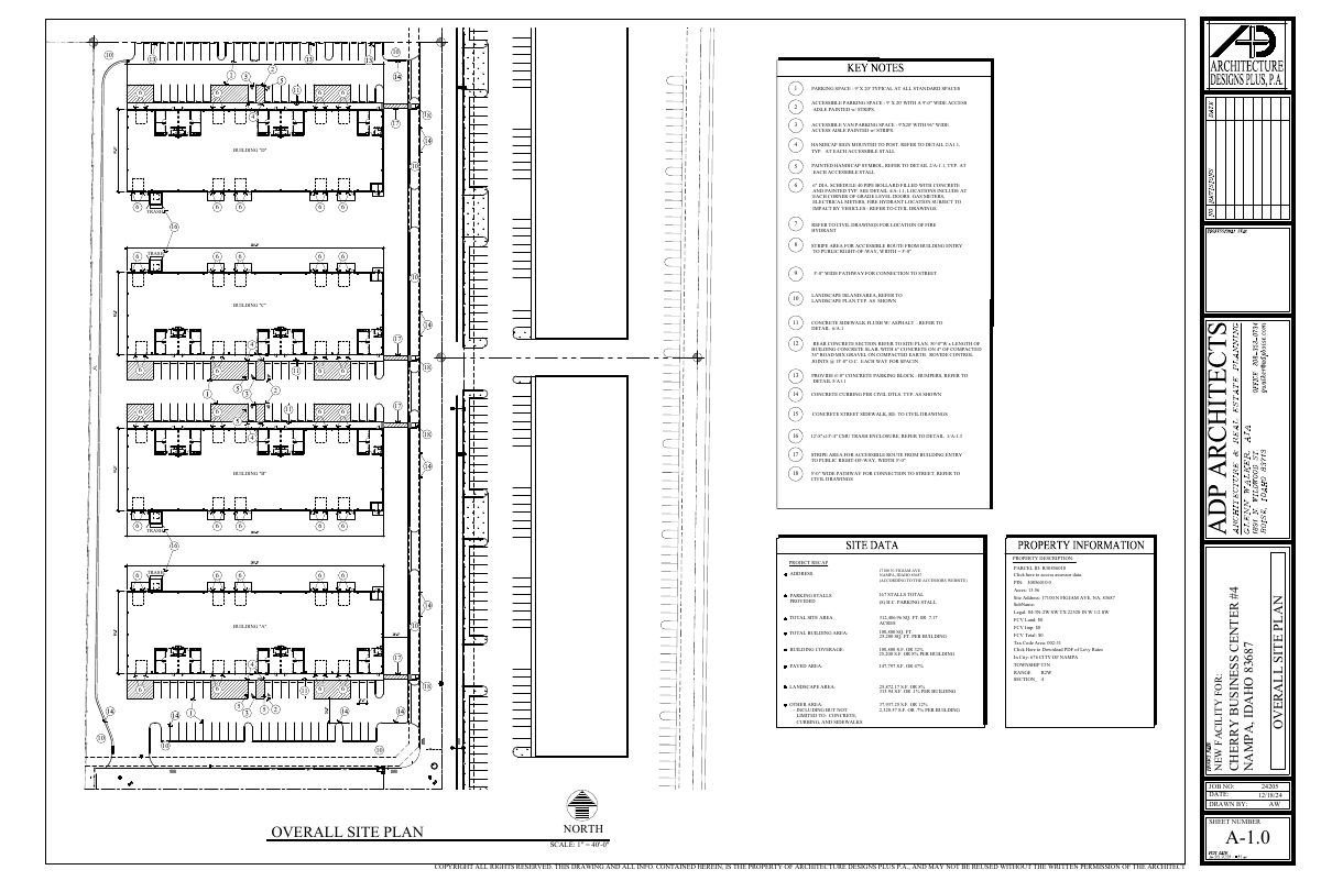 Site plan: Four 25,200-square-foot metal industrial buildings approved with conditions