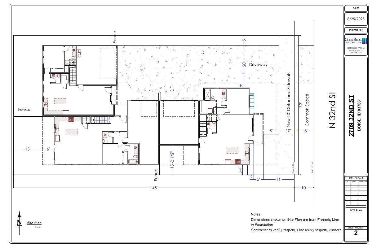 Site plan: Triplex approved on 0.24-acre lot using sustainability incentive