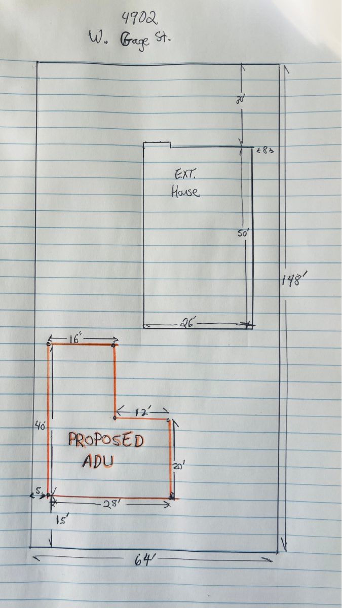 Site plan: New garage with accessory dwelling unit proposed on residential lot