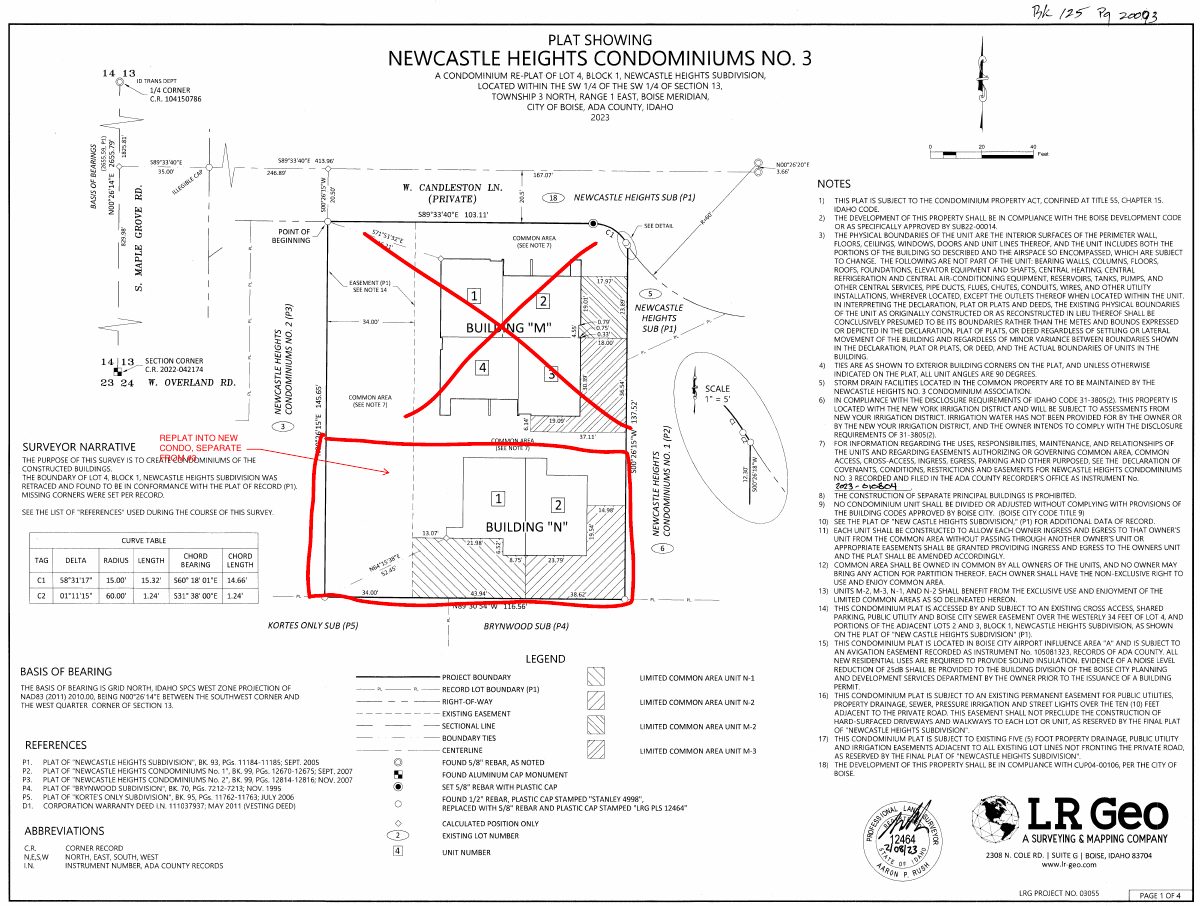 Site plan: Plan would split two existing condos into their own condominium plat