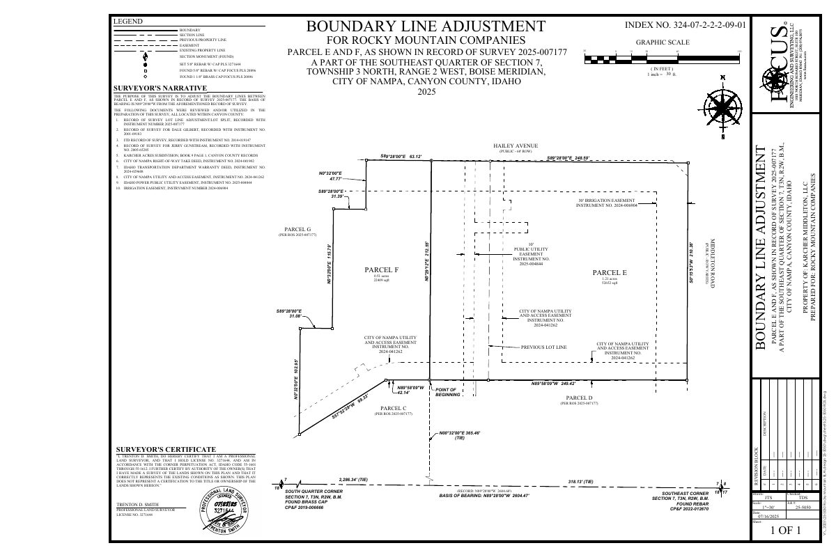 Site plan: Lot line moved to enlarge commercial parcel to 1.21 acres for planned development