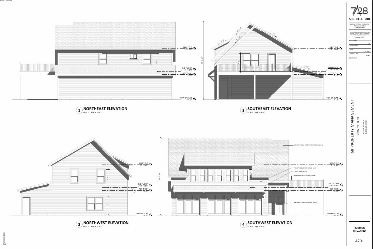 Site plan: Triplex proposed to replace garage on lot with existing duplex