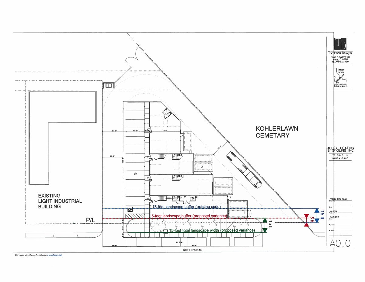 Site plan: Variance approved to shrink required landscape buffer for industrial flex site