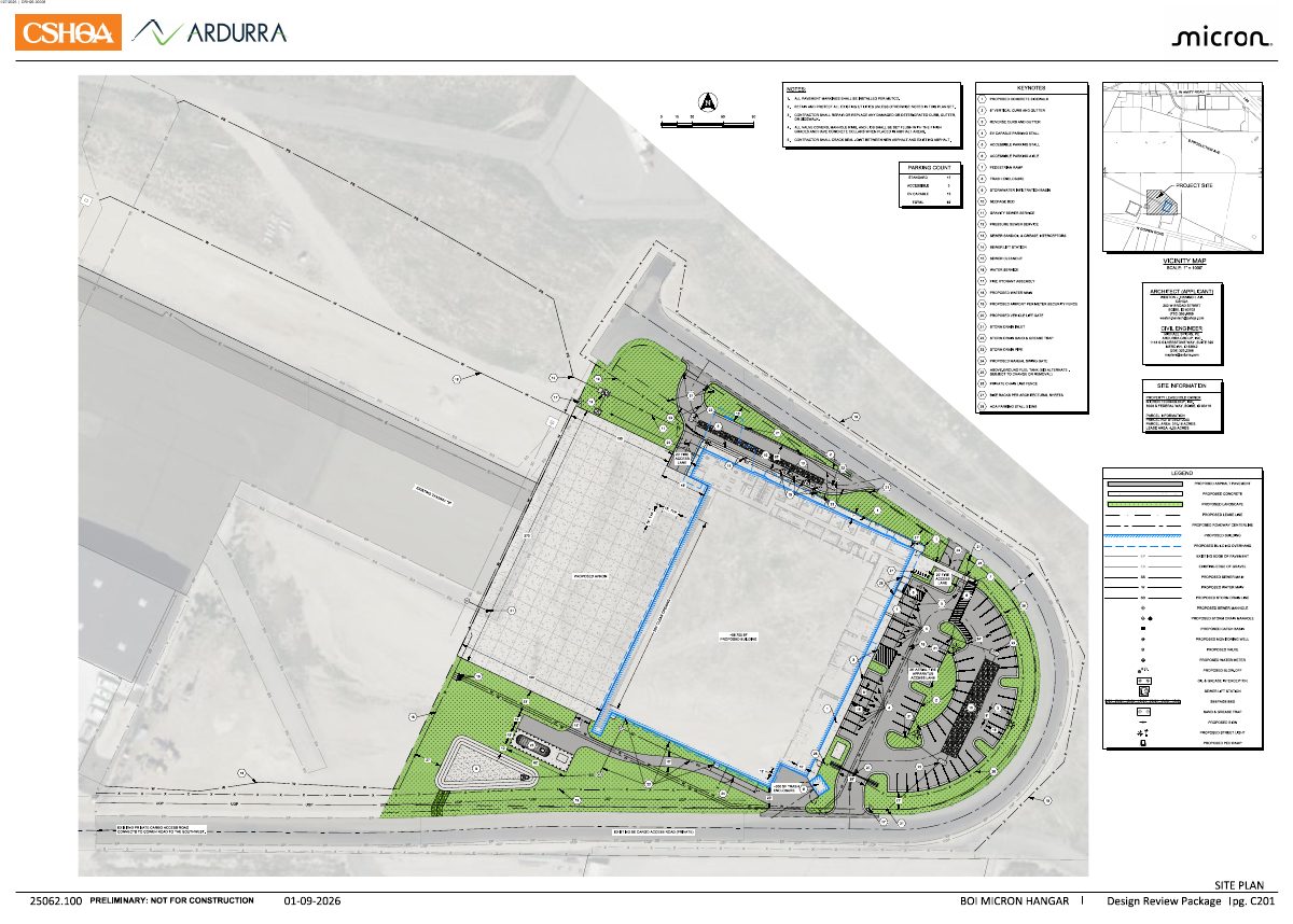 Site plan: Micron wins approval for 56,700-square-foot aircraft hangar