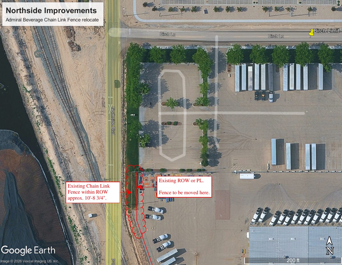Site plan: Chain link fence relocation for road widening approved