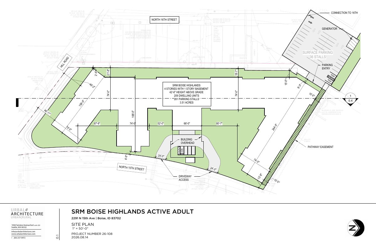Site plan: 209-unit age-restricted apartment building proposed in concept review