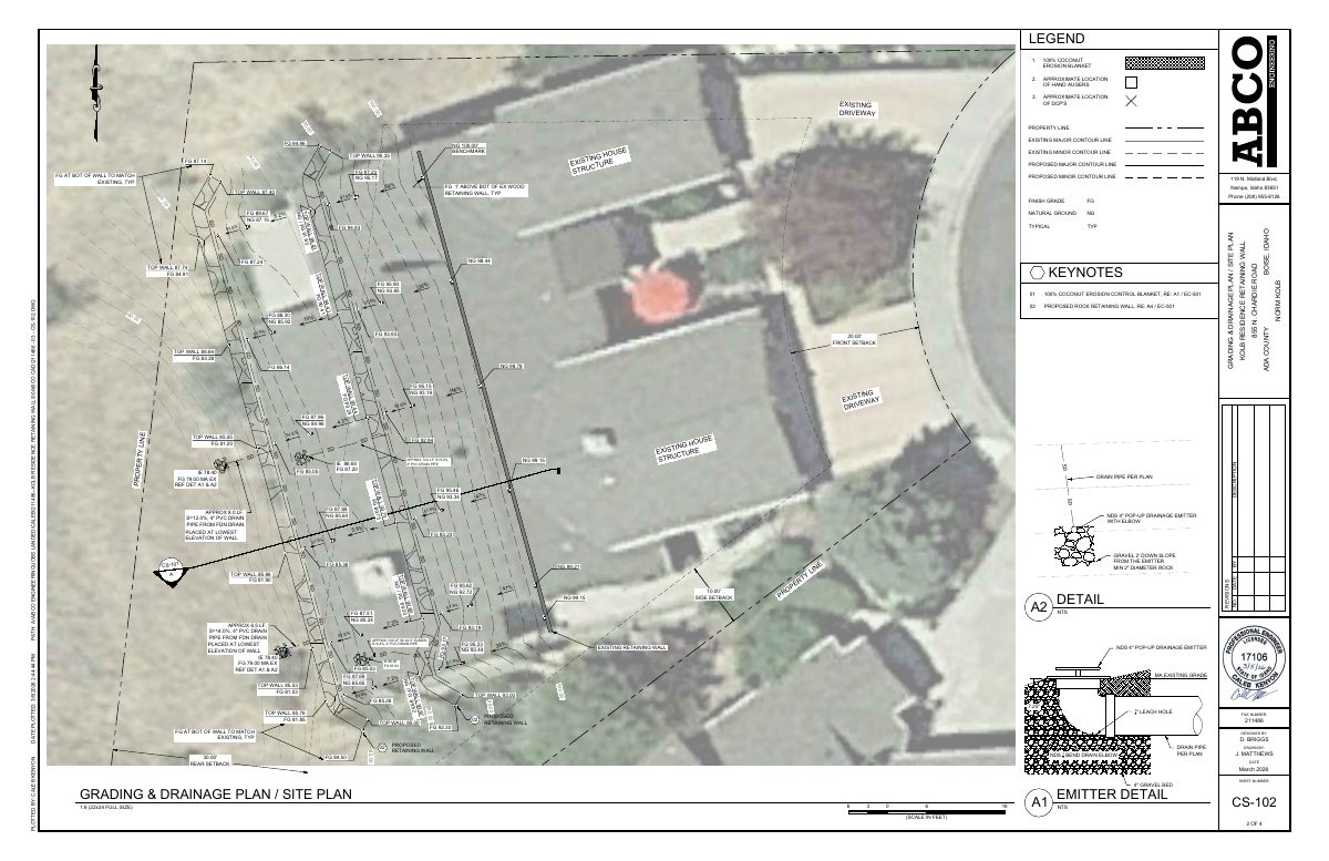 Site plan: Retaining wall in Boise foothills hillside area sought on third-acre lot