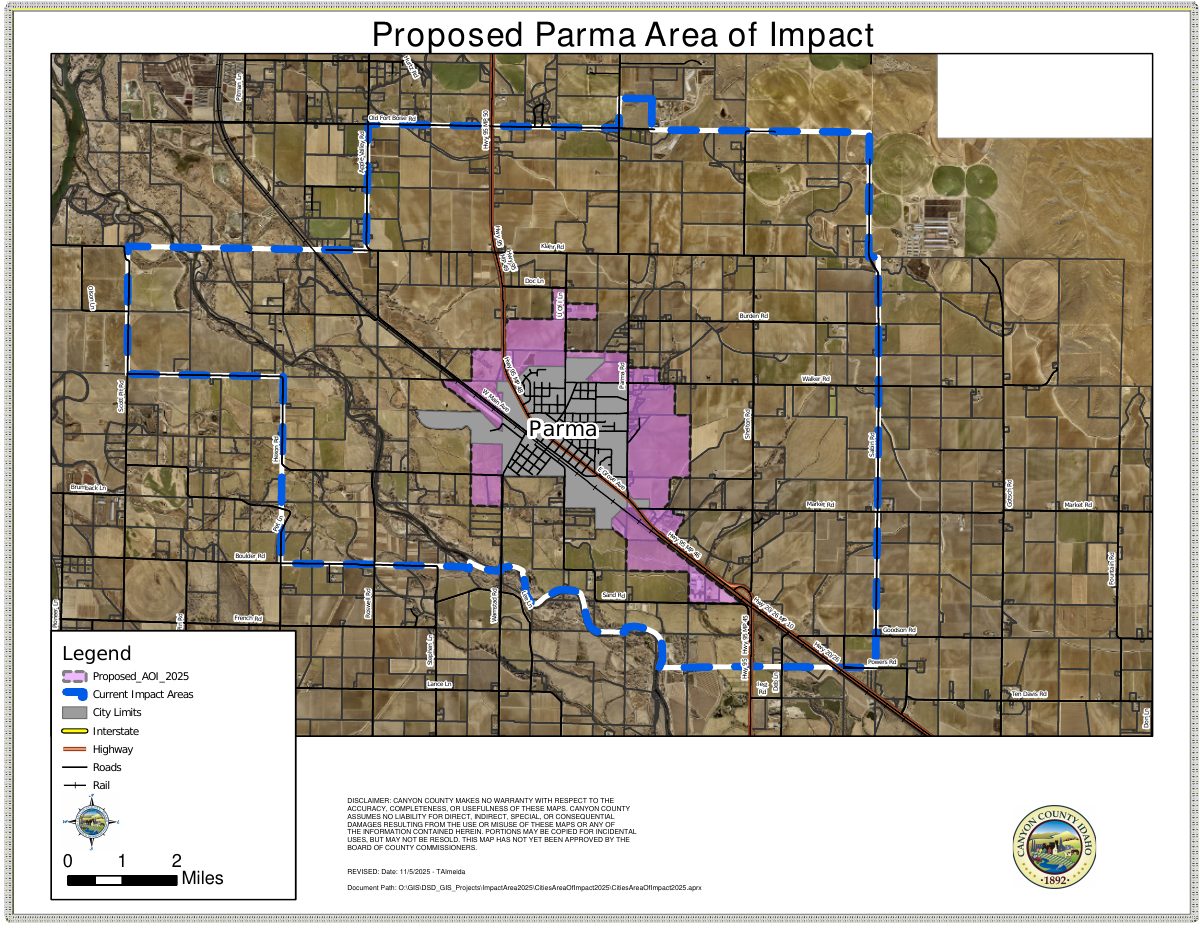 Site plan: Canyon County approves smaller Parma growth boundary