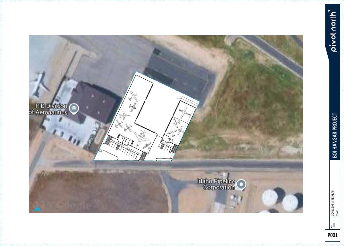 Site plan: Two private aircraft hangars totaling about 35,000 square feet proposed at Boise Airport