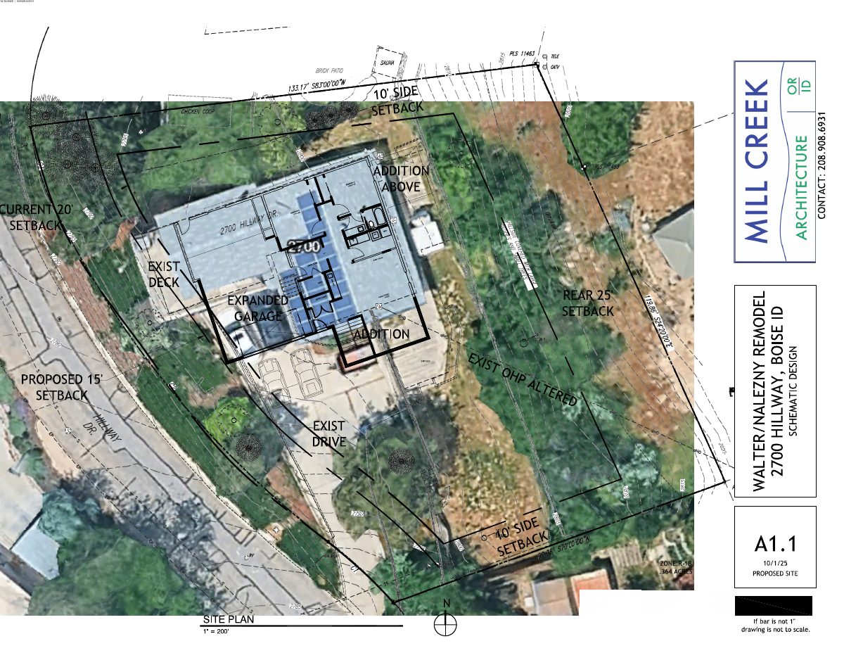 Site plan: Request to drop old plat setbacks for home and garage addition returned to applicant
