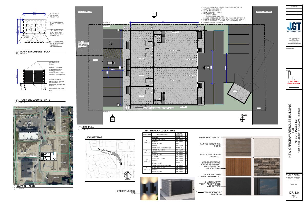 Site plan: Two-tenant office and warehouse building of 4,389 square feet approved with conditions