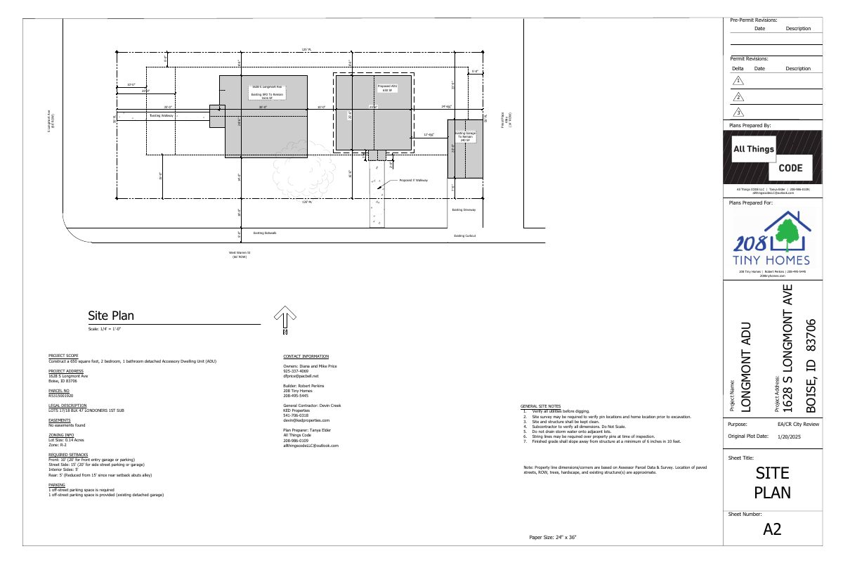 Site plan: Accessory dwelling unit approved on 0.14-acre residential lot