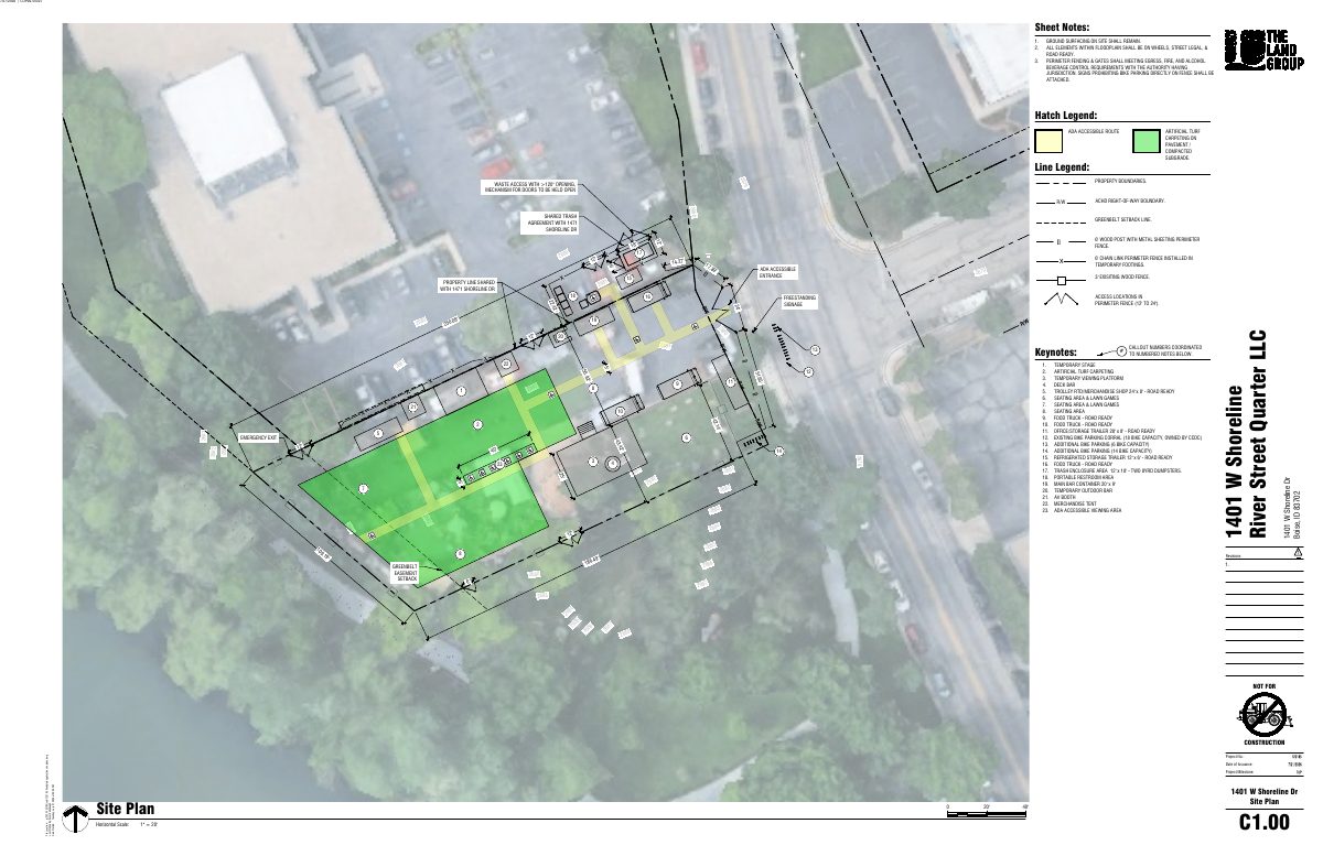 Site plan: Food truck court and event center proposed on half-acre lot, hearing set for Nov. 9