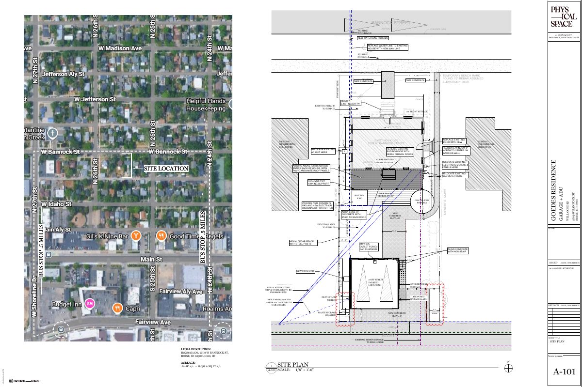 Site plan: Two-story garage with one-bedroom apartment above approved for single-family lot