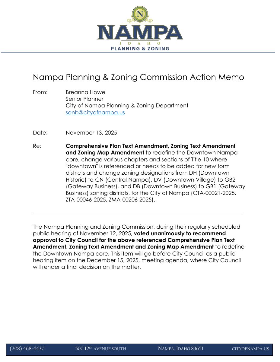 Site plan: Nampa approves form-based zoning code for its downtown core