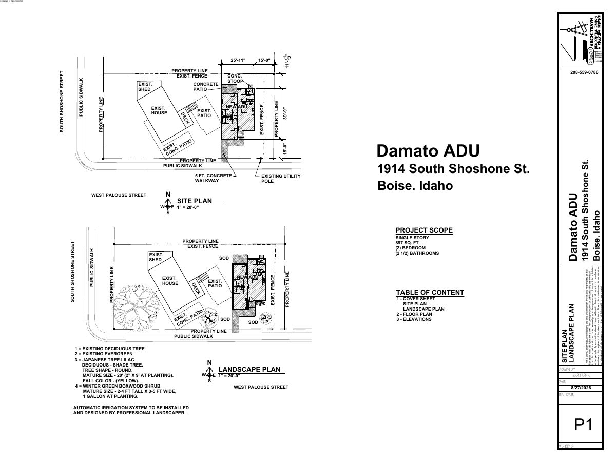 Site plan: 894-square-foot backyard home proposed as accessory dwelling unit