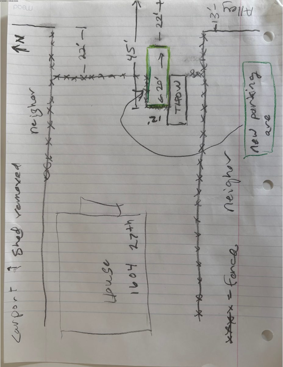 Site plan: Backyard tiny home on wheels with one parking space approved in historic district