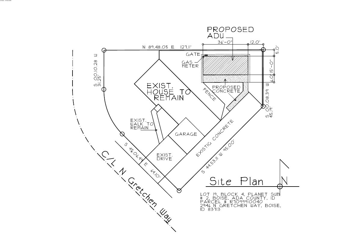 Site plan for Accessory dwelling unit approved on 0.23-acre residential lot