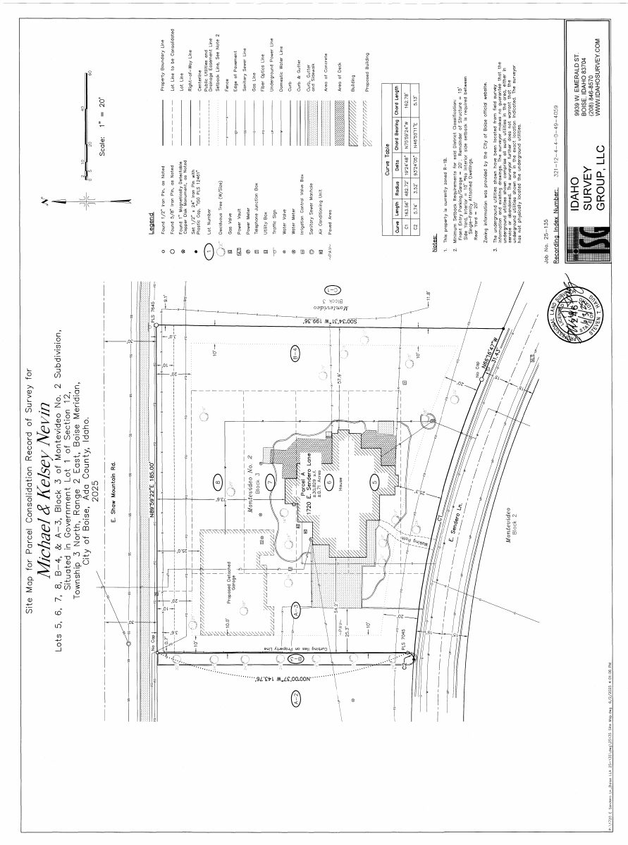 Site plan: Boise approves combining parcels and vacating plat note on 0.43-acre residential site