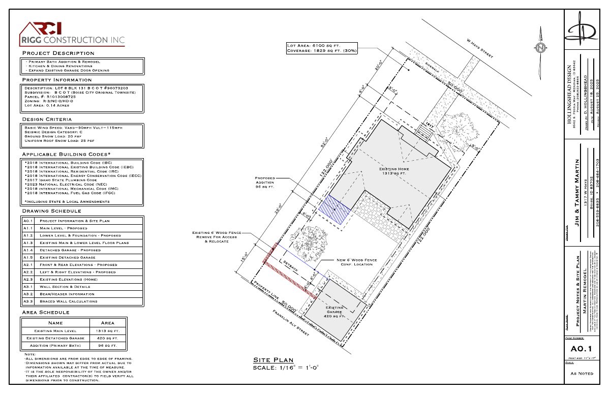 Site plan: Approved: 96-square-foot addition to rear of Boise historic-district home