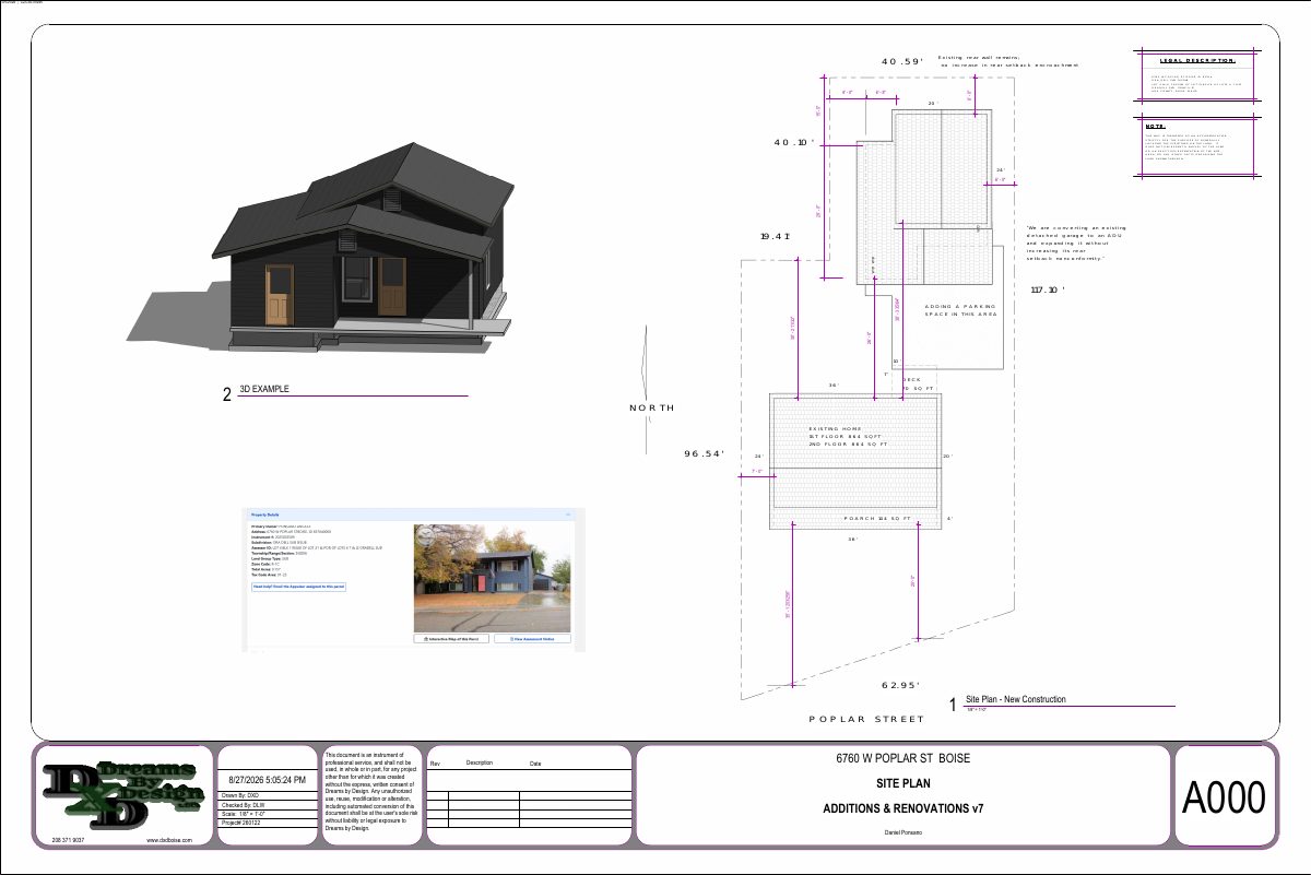 Site plan: Accessory dwelling unit proposed on residential lot in Boise