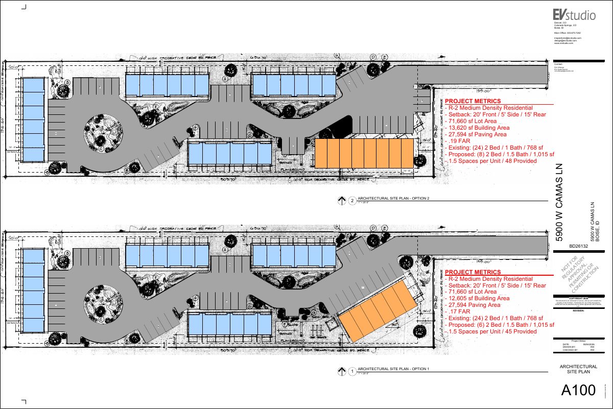 Site plan: 30-unit apartment complex in five two-story buildings proposed on vacant 1.65-acre site
