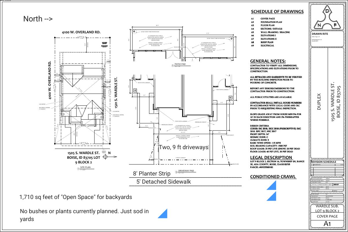 Site plan: Duplex approved on small lot in Boise