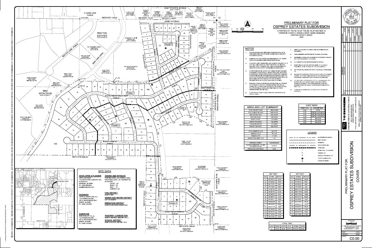 Site plan: Osprey Meadows Phase 3 plat for 44 single-family lots is void
